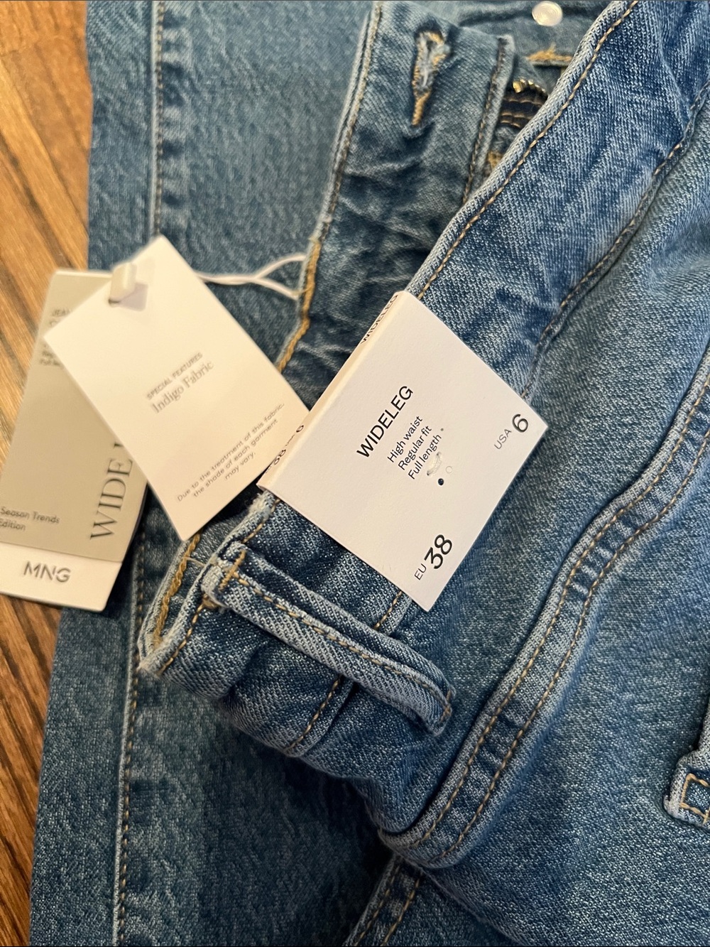 Mango Wideleg Flare Jeans in Medium Blue Denim